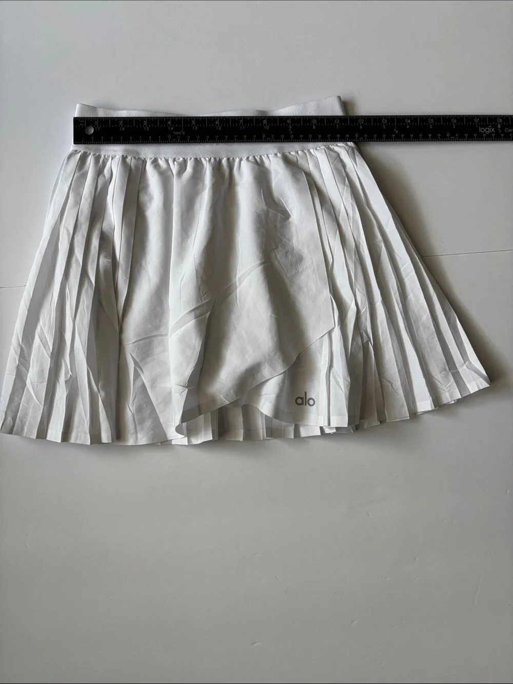 ALO Yoga White Pleated Circle Skater Skirt